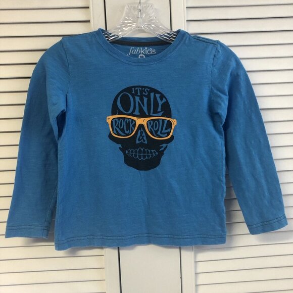 Fabkids Size M 6-7 Blue Long Sleeved Tee - Picture 1 of 6